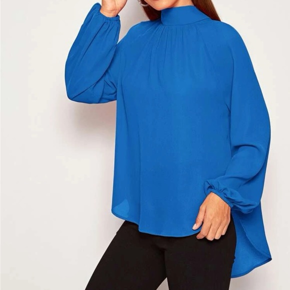 Tie Back Raglan Sleeve Dip Hem Top - Picture 6 of 9